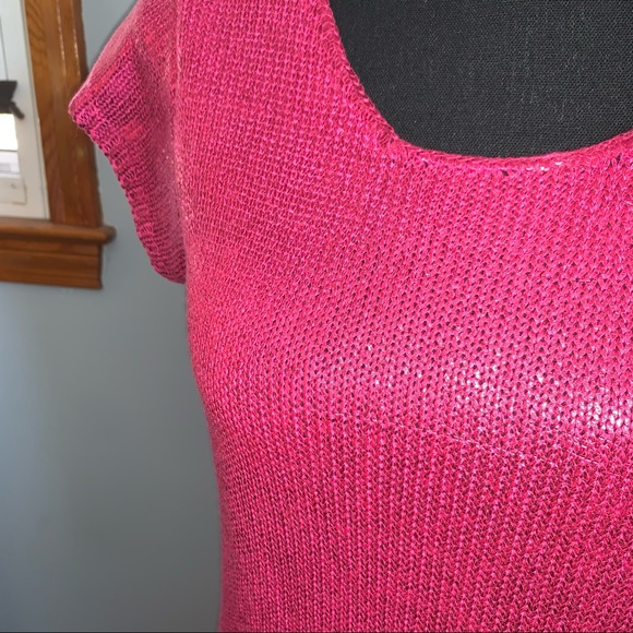 NWT Worthington ss sweater metallic pink large - Picture 2 of 4